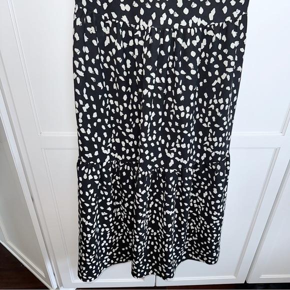 Black and White Halter Tiered Dress Soft Dot Midi Ruffle Size Small Coastal Y2K - Picture 7 of 11